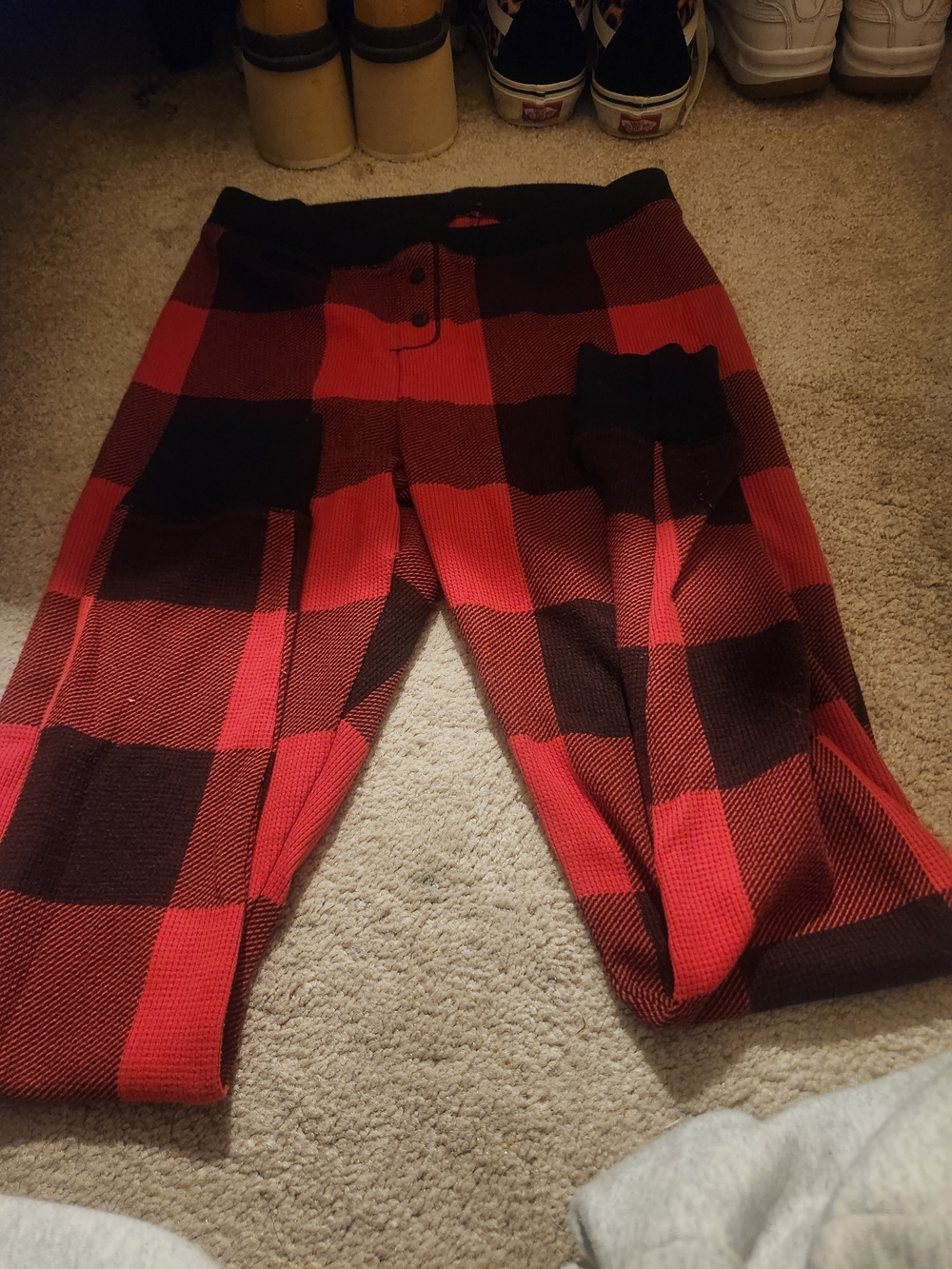 Red and Black Buffalo Plaid Lounge Pants And Long Sleeve Shirt
